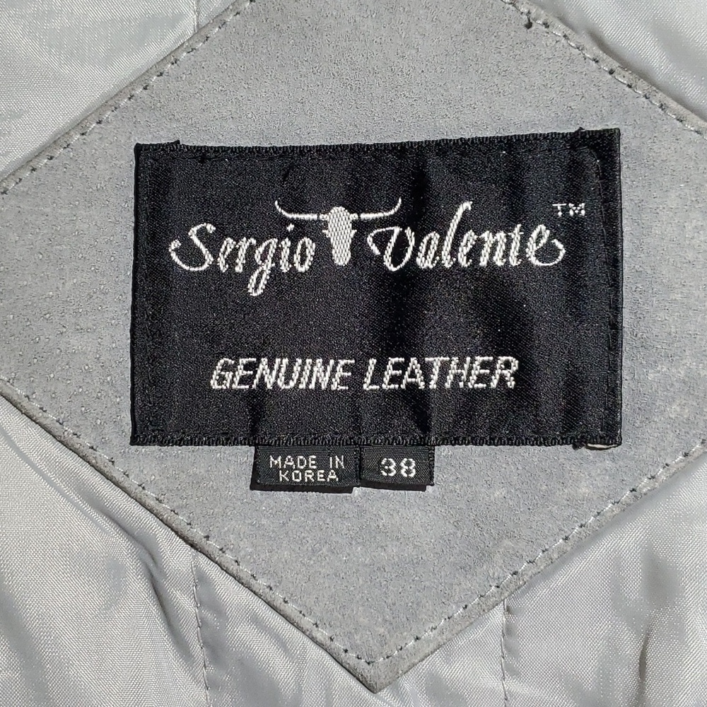 VINTAGE 80S 90S SERGIO VALENTE GENUINE LEATHER SUEDE BOMBER JACKET GRAY Moto - Picture 4 of 11